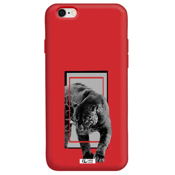 a black tiger with spots on its face Apple iPhone 6 Silicone Imperial Red Case