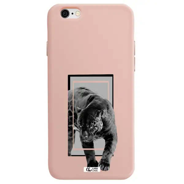 a black tiger with spots on its face Apple iPhone 6 Silicone pastel pink Case
