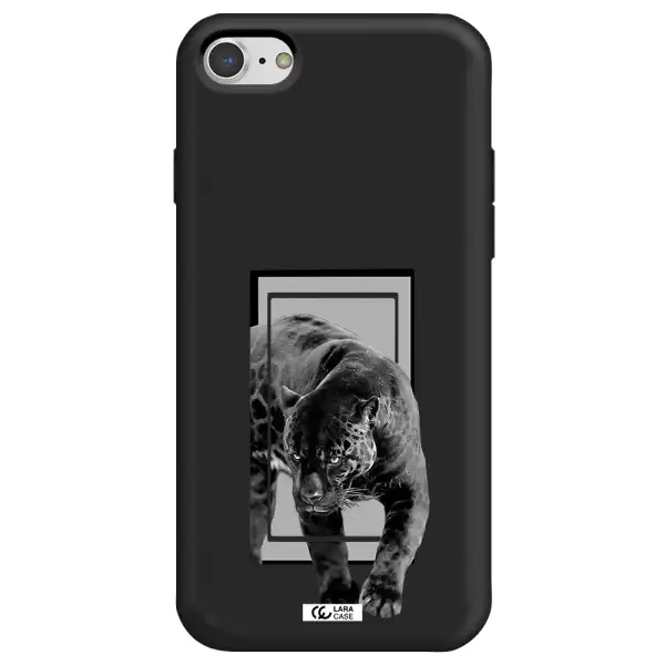a black tiger with spots on its face Apple iPhone 7 Silicone black Case