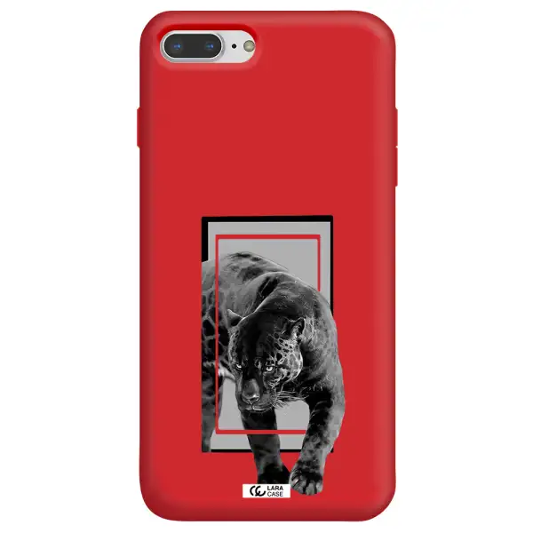 a black tiger with spots on its face Apple iPhone 8 plus Silicone Imperial Red Case