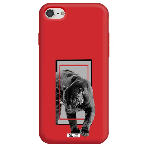 a black tiger with spots on its face Apple iPhone 8 Silicone Imperial Red Case