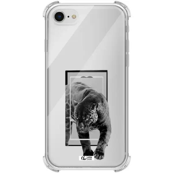 a black tiger with spots on its face Apple iPhone se 2020 Clear PC Case