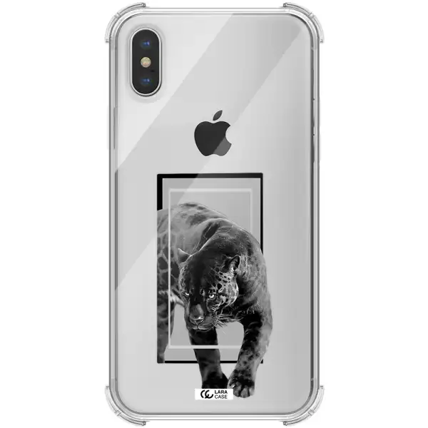 a black tiger with spots on its face Apple iPhone X Clear PC Case