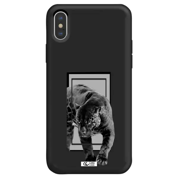 a black tiger with spots on its face Apple iPhone XS Silicone black Case