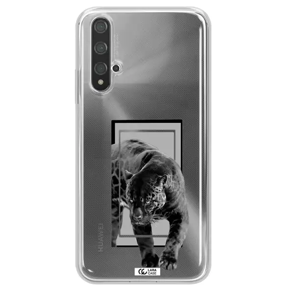 a black tiger with spots on its face Huawei Nova 5t Clear TPU Case