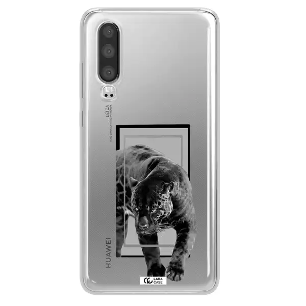 a black tiger with spots on its face Huawei P30 Clear TPU Case