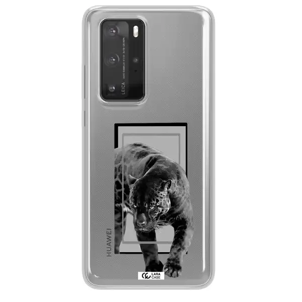 a black tiger with spots on its face Huawei P40 Pro Clear TPU Case