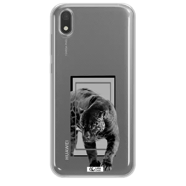 a black tiger with spots on its face Huawei Y5 2019 Clear TPU Case