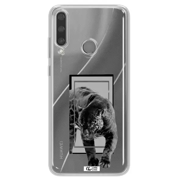 a black tiger with spots on its face Huawei Y6P Clear TPU Case