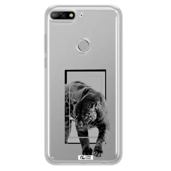 a black tiger with spots on its face Huawei Y7 2018 Clear TPU Case