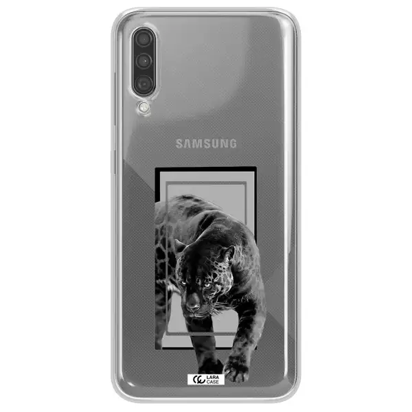 a black tiger with spots on its face Samsung A30S Clear TPU Case