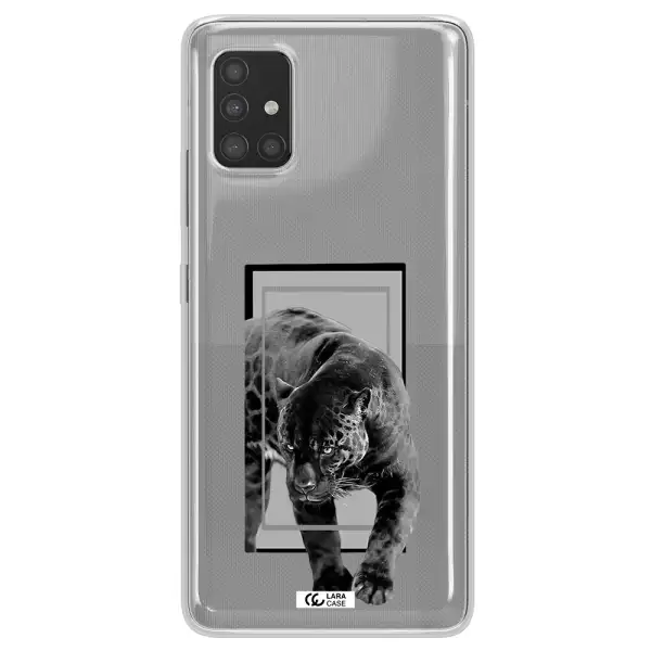 a black tiger with spots on its face Samsung A51 Clear TPU Case