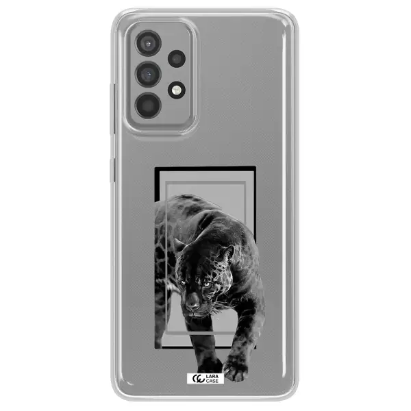 a black tiger with spots on its face Samsung A52 Clear TPU Case