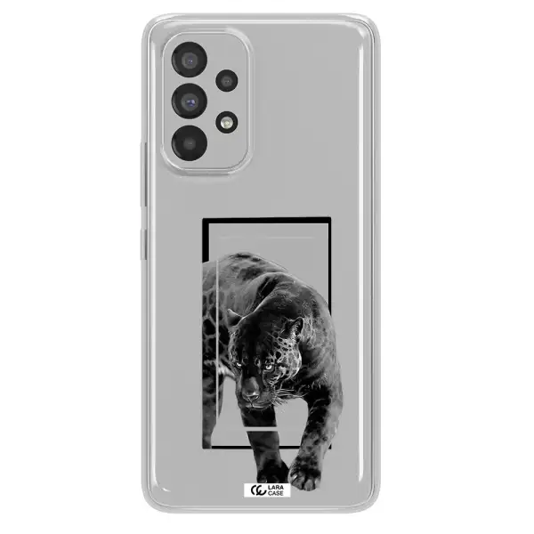a black tiger with spots on its face Samsung A53 Clear TPU Case