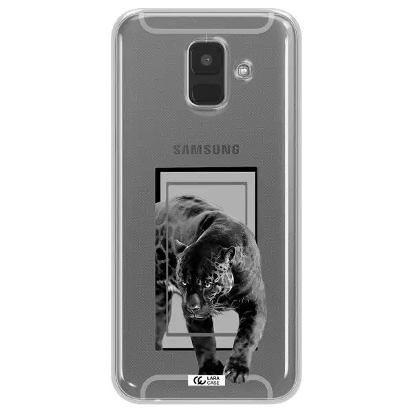 a black tiger with spots on its face Samsung A6 Clear TPU Case
