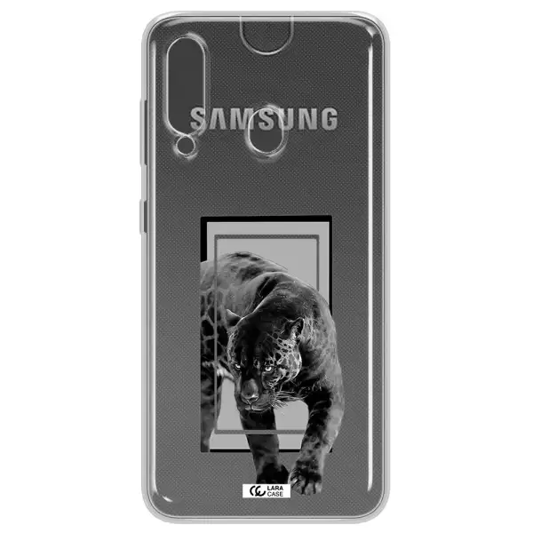 a black tiger with spots on its face Samsung A60 Clear TPU Case