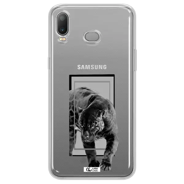 a black tiger with spots on its face Samsung A6S Clear TPU Case