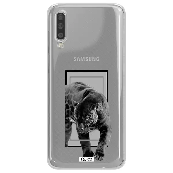 a black tiger with spots on its face Samsung A70 Clear TPU Case