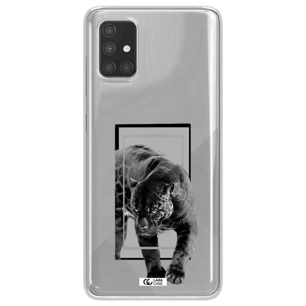 a black tiger with spots on its face Samsung A71 Clear TPU Case