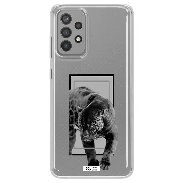 a black tiger with spots on its face Samsung A72 Clear TPU Case