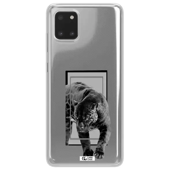 a black tiger with spots on its face Samsung A81 Clear TPU Case