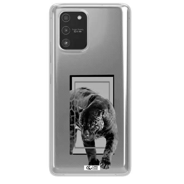 a black tiger with spots on its face Samsung A91 Clear TPU Case