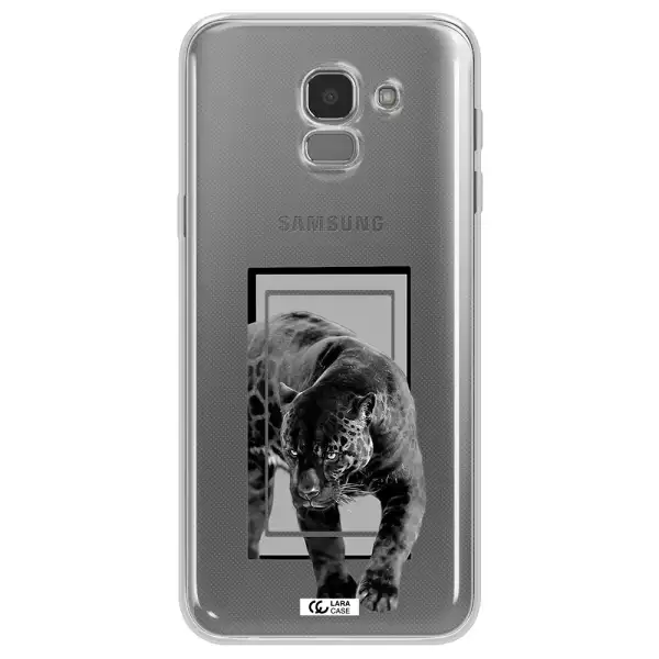 a black tiger with spots on its face Samsung J6 Clear TPU Case