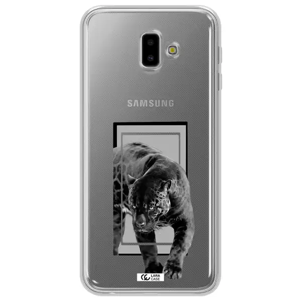 a black tiger with spots on its face Samsung J6 Plus Clear TPU Case