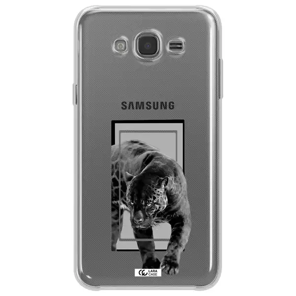 a black tiger with spots on its face Samsung J7 2015 Clear TPU Case