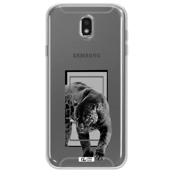 a black tiger with spots on its face Samsung J7 Pro Clear TPU Case