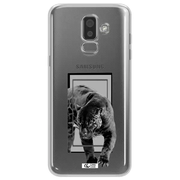 a black tiger with spots on its face Samsung J8 Clear TPU Case
