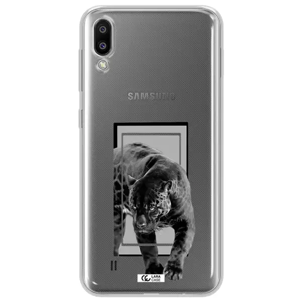 a black tiger with spots on its face Samsung M10 Clear TPU Case