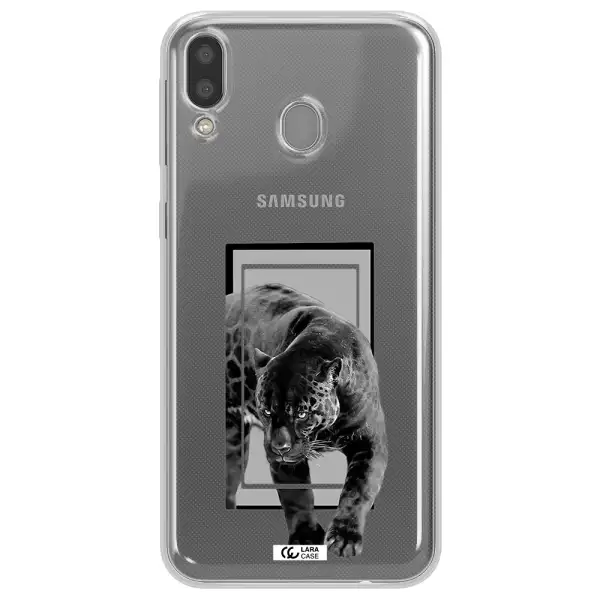a black tiger with spots on its face Samsung M20 Clear TPU Case