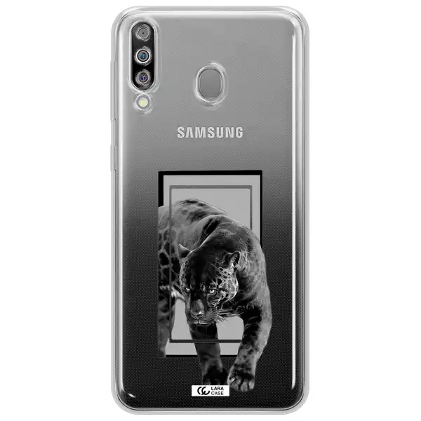 a black tiger with spots on its face Samsung M30 Clear TPU Case