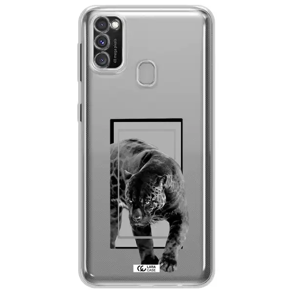 a black tiger with spots on its face Samsung M30S Clear TPU Case