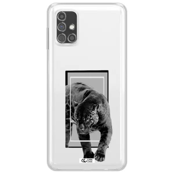 a black tiger with spots on its face Samsung M31S Clear TPU Case