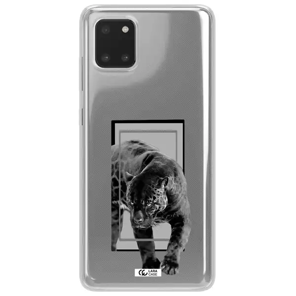 a black tiger with spots on its face Samsung Note 10 Lite Clear TPU Case