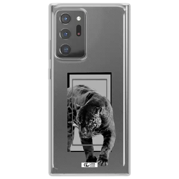 a black tiger with spots on its face Samsung Note 20 Ultra Clear TPU Case