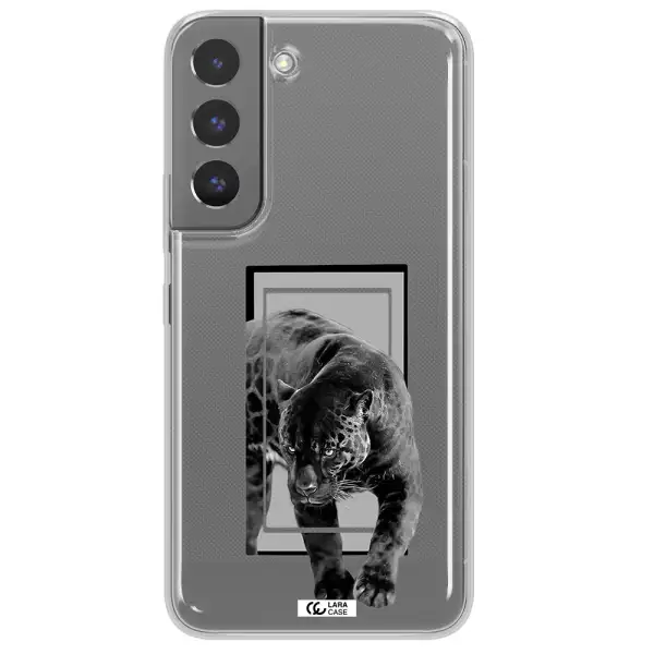 a black tiger with spots on its face Samsung S 22 Clear TPU Case