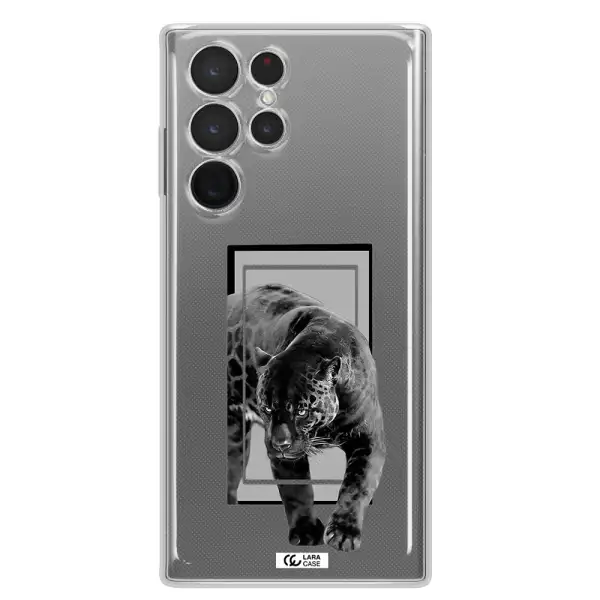 a black tiger with spots on its face Samsung S 22 Ultra Clear TPU Case