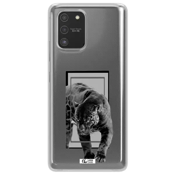 a black tiger with spots on its face Samsung S10 Lite Clear TPU Case