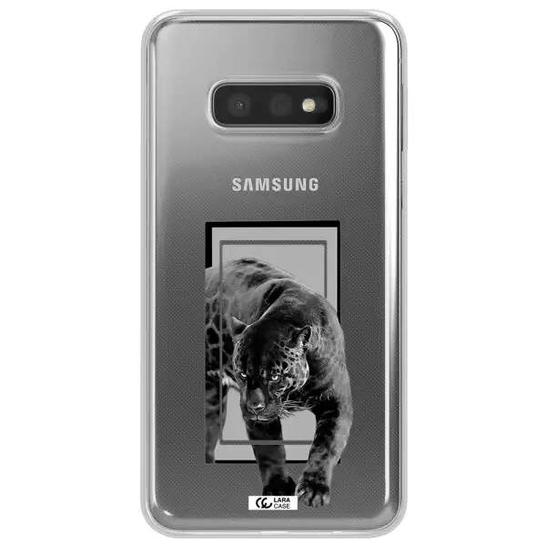 a black tiger with spots on its face Samsung S10e Clear TPU Case