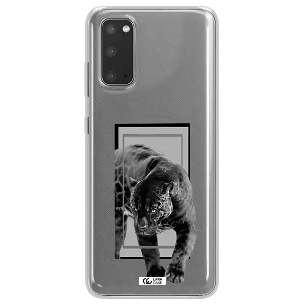 a black tiger with spots on its face Samsung S20 Clear TPU Case