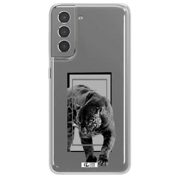 a black tiger with spots on its face Samsung S21 Clear TPU Case
