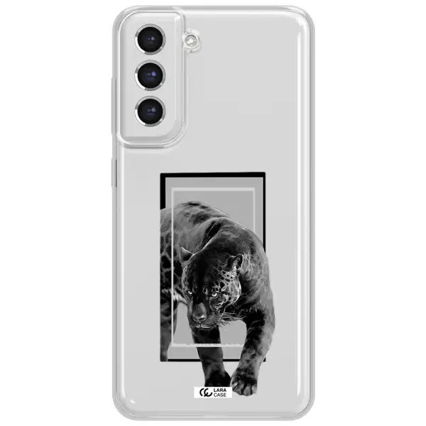A Black Tiger With Spots On Its Face Samsung S21 Fe Clear Tpu Case