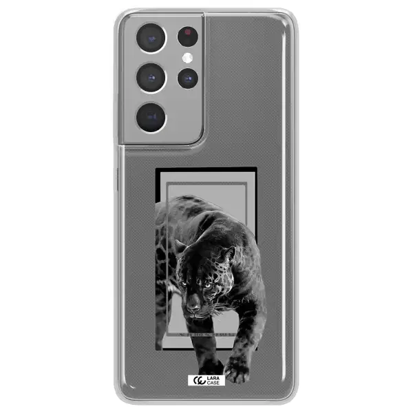 a black tiger with spots on its face Samsung S21 Ultra Clear TPU Case