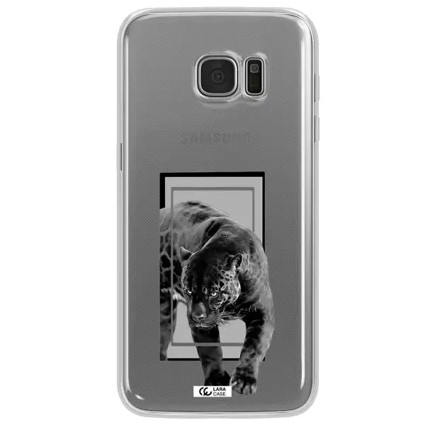 a black tiger with spots on its face Samsung S7 Edge Clear TPU Case
