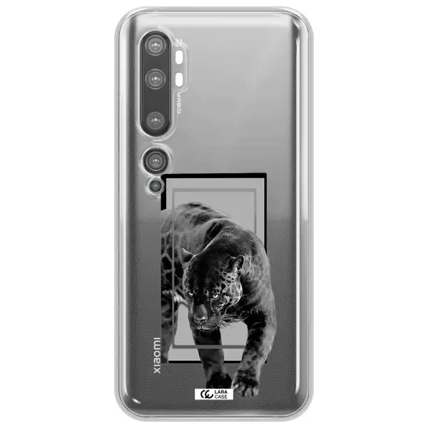 a black tiger with spots on its face Xiaomi Mi Note 10 Clear TPU Case