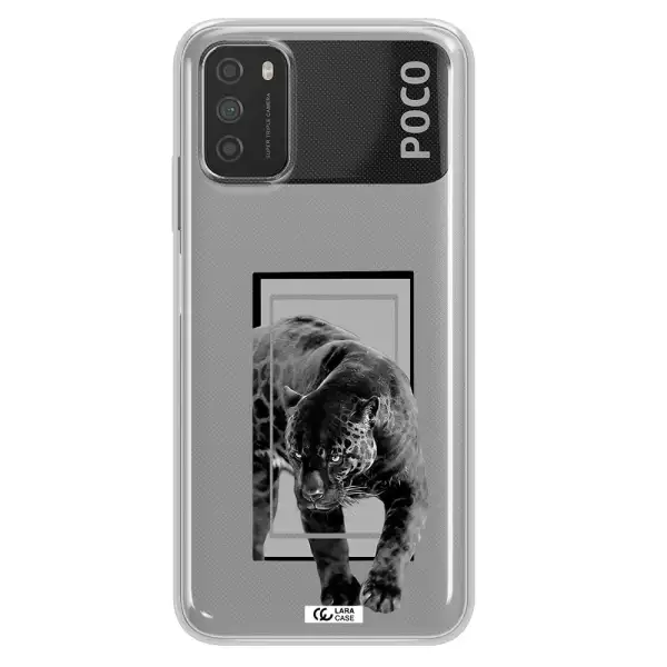 a black tiger with spots on its face Xiaomi Poco M3 Clear TPU Case