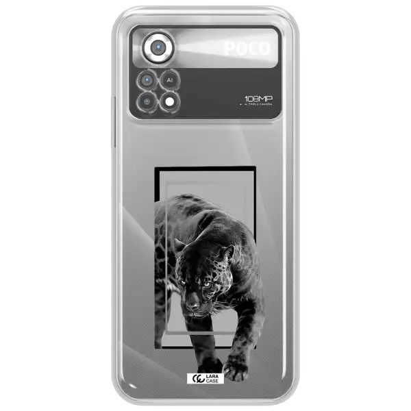 a black tiger with spots on its face Xiaomi Poco X4 Pro Clear TPU Case